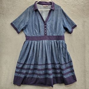 Eshakti Dress Collared V Neck Short Sleeve Custom Blue